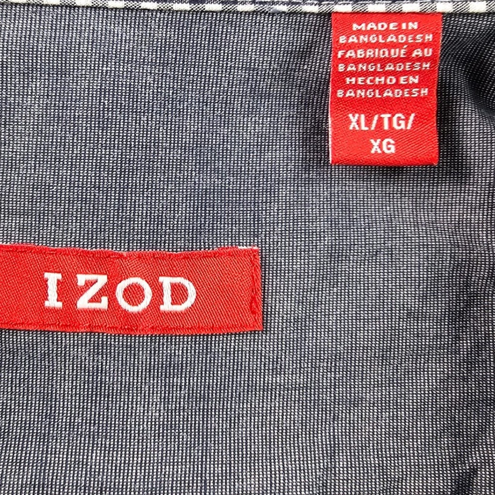 IZOD Chambray Button‎ Down Shirt Mens XL Blue Long Sleeve Classic Fit Casual - Picture 5 of 10
